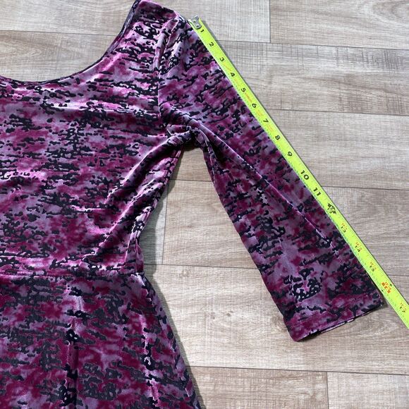 Decree Velvet Burnout Top Womens Med Peplum Goth Y2K Purple Pullover - Picture 8 of 8